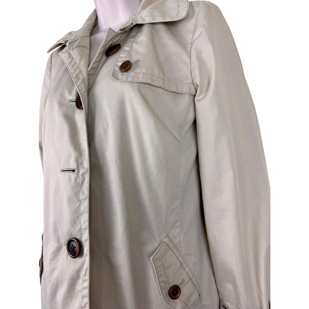 J.Crew Travel Trench Coat Size 2 Beige Lightweight Cotton Jacket 99772 - Picture 4 of 8